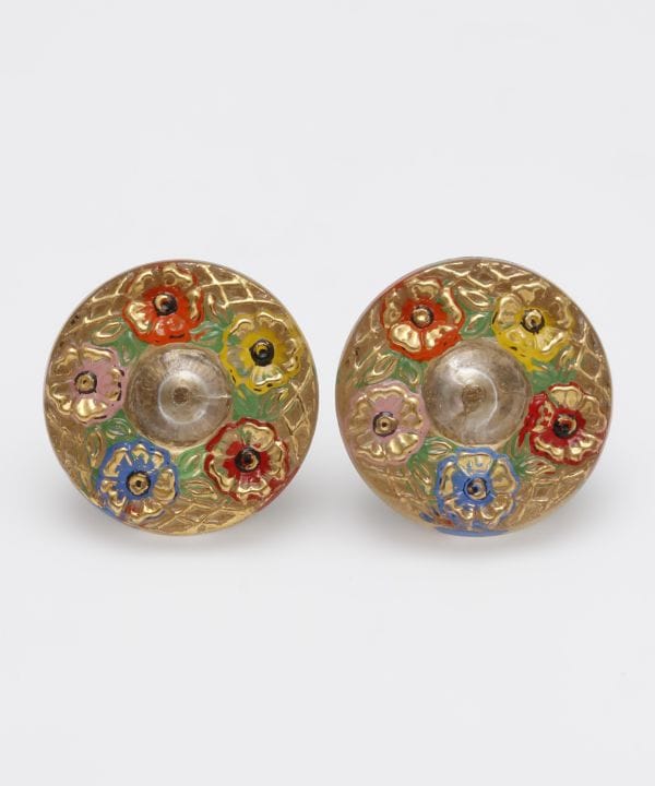 Czech Glass Button Stud Earrings