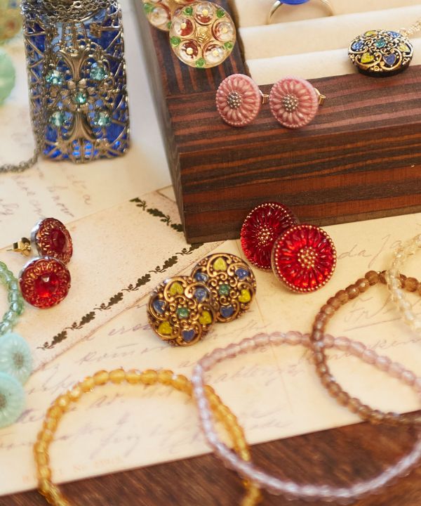 Czech Glass Button Stud Earrings