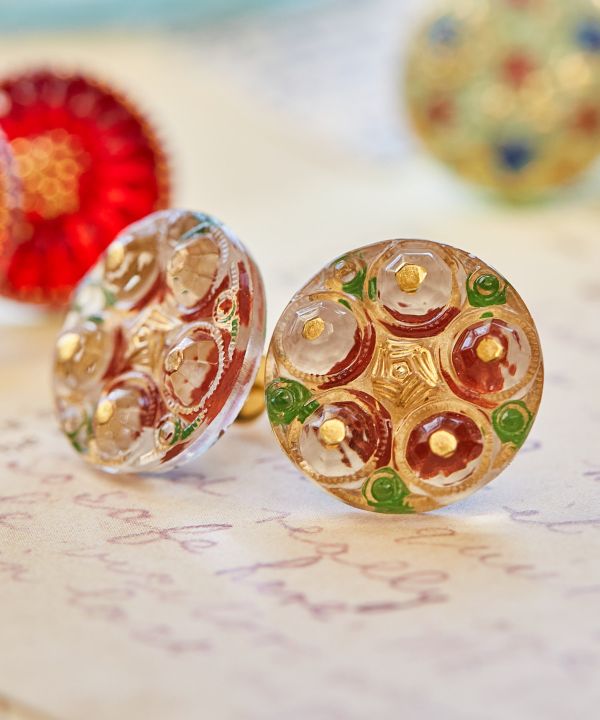 Czech Glass Button Stud Earrings