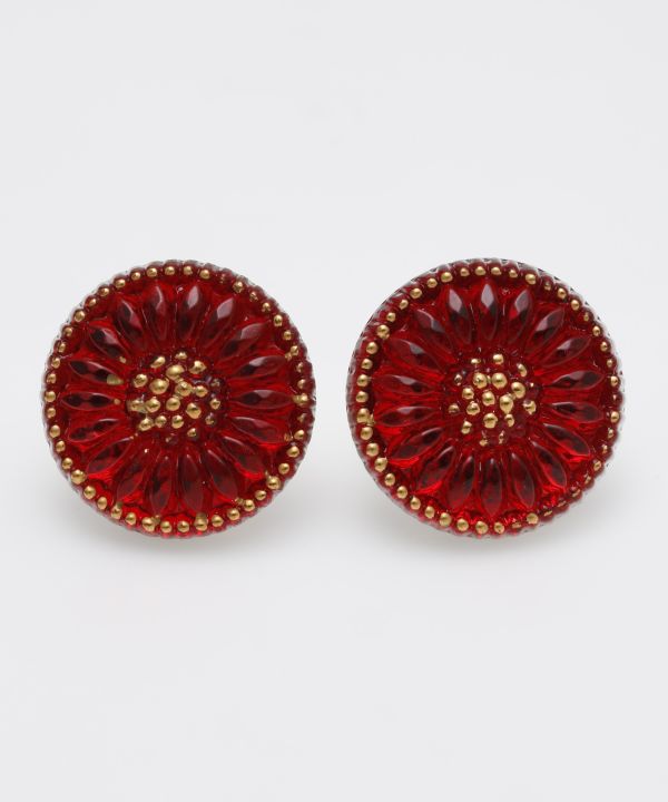 Czech Glass Button Stud Earrings