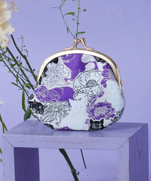 NEKO to HANA - GAMAGUCHI Round Pouch Bags & Purses by Kaya - Ametsuchi