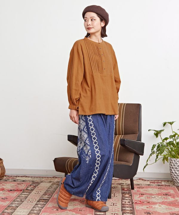 Bohemian Staple Pintuck Pullover Tops by AMINA - Ametsuchi