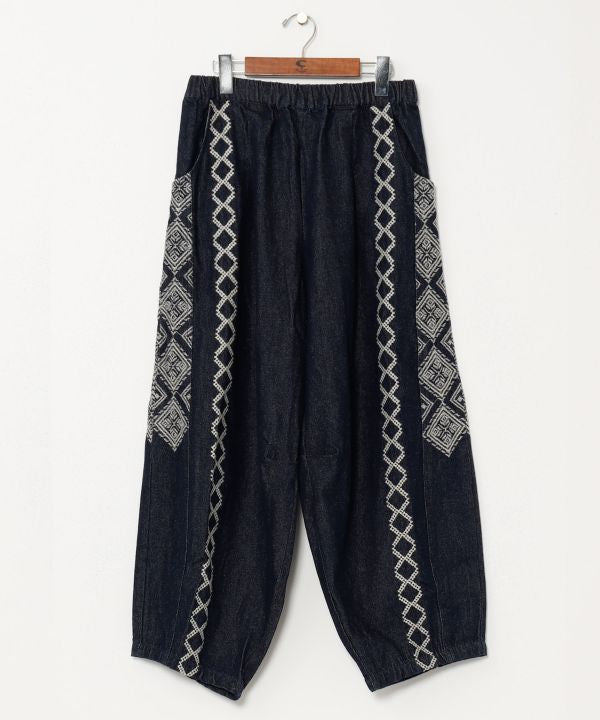 Embroidered Bohemian Denim Pants