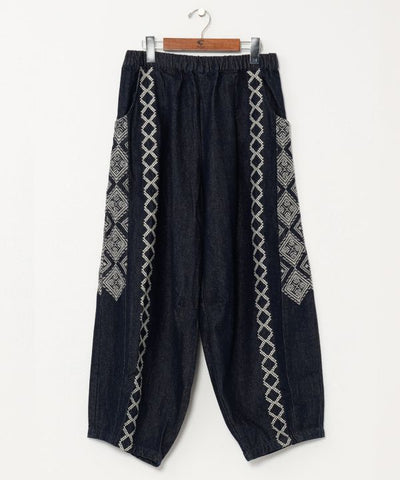 Embroidered Bohemian Denim Pants
