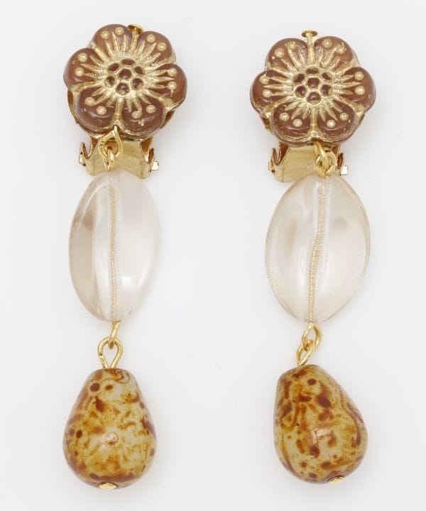 Ohrclips aus tschechischem Glas mit Blumenmotiv