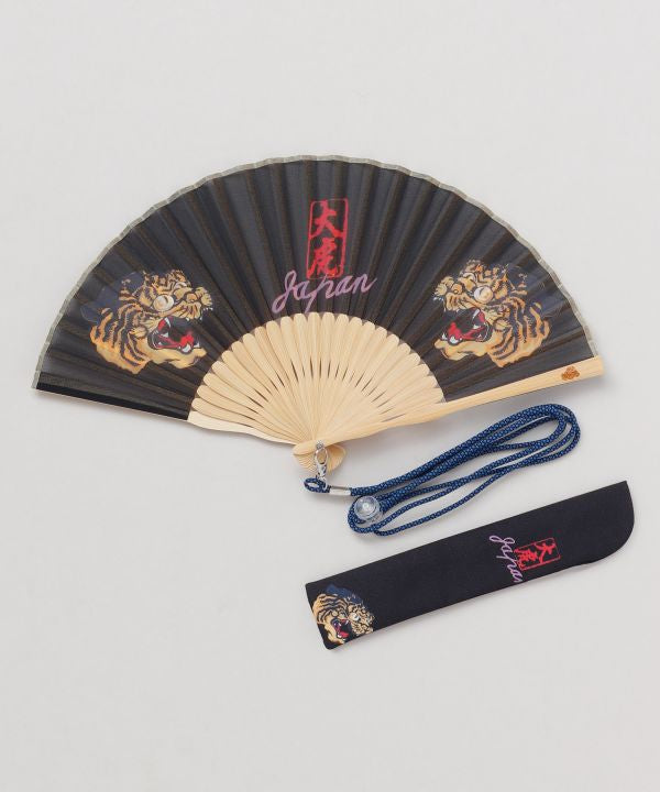 Ukiyoe Pattern Sensu Fan with Shoulder Strap by Kaya - Ametsuchi