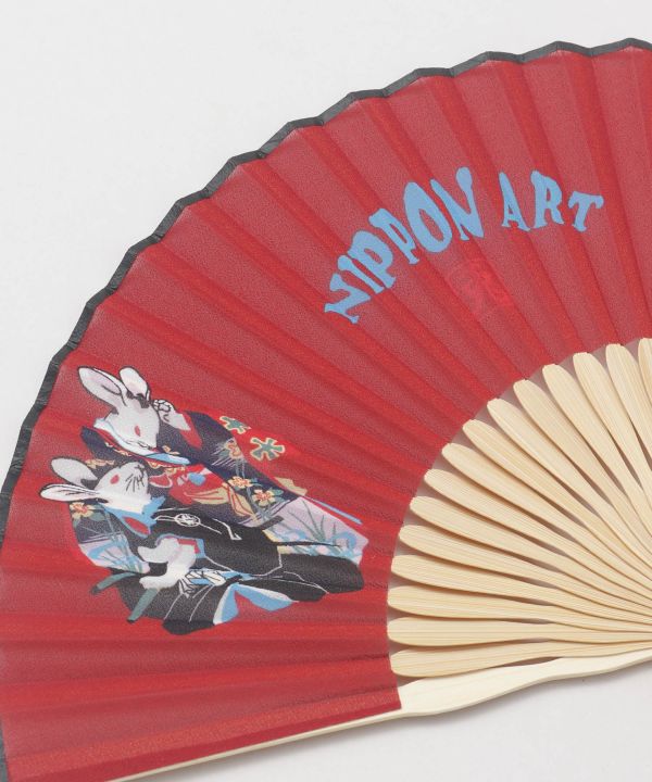 Ukiyoe Pattern Sensu Fan with Shoulder Strap by Kaya - Ametsuchi