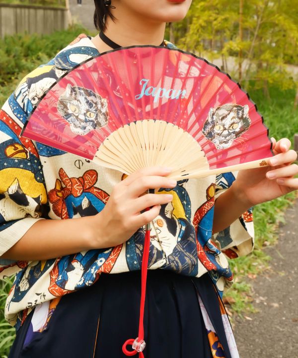 Ukiyoe Pattern Sensu Fan with Shoulder Strap by Kaya - Ametsuchi