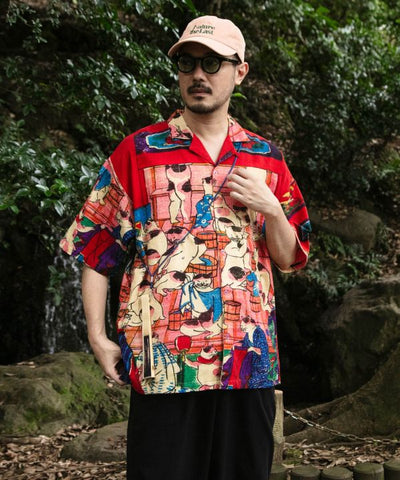 Ukiyoe Pattern Sensu Fan with Shoulder Strap by Kaya - Ametsuchi