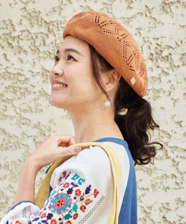Openwork Knit Beret