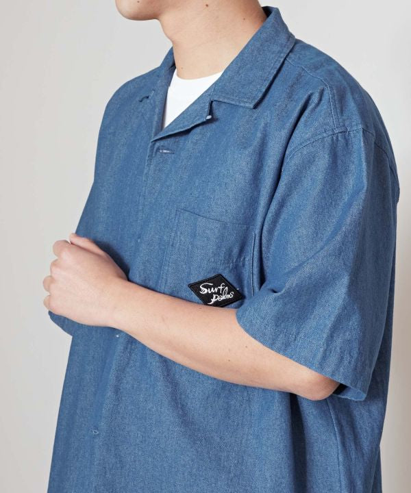 SURF＆Palms Open Collar Denim Shirt