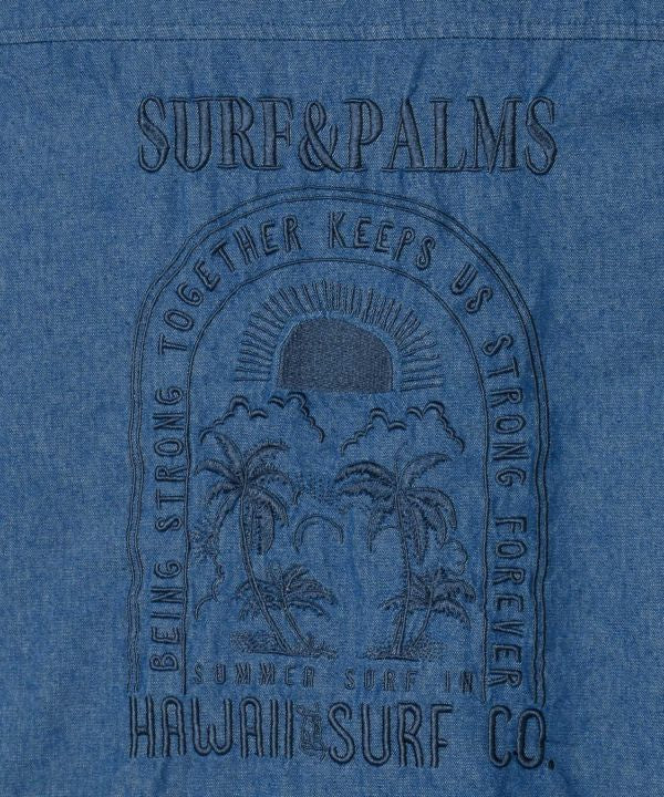 SURF＆Palms Open Collar Denim Shirt