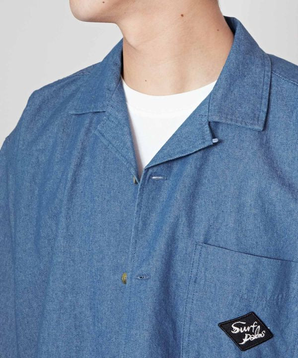 SURF＆Palms Open Collar Denim Shirt