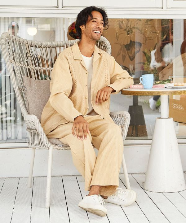 SURF＆Palms Cotton Open Collar Shirt