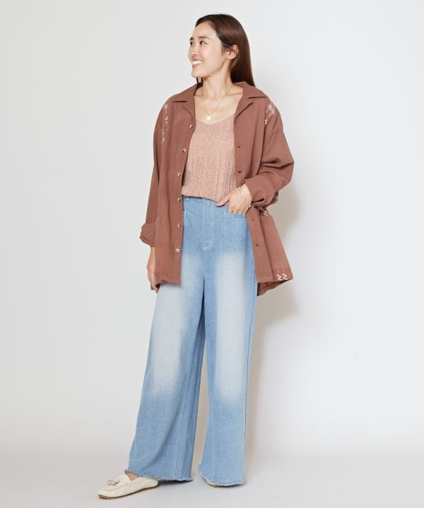 SURF＆Palms Cotton Open Collar Shirt