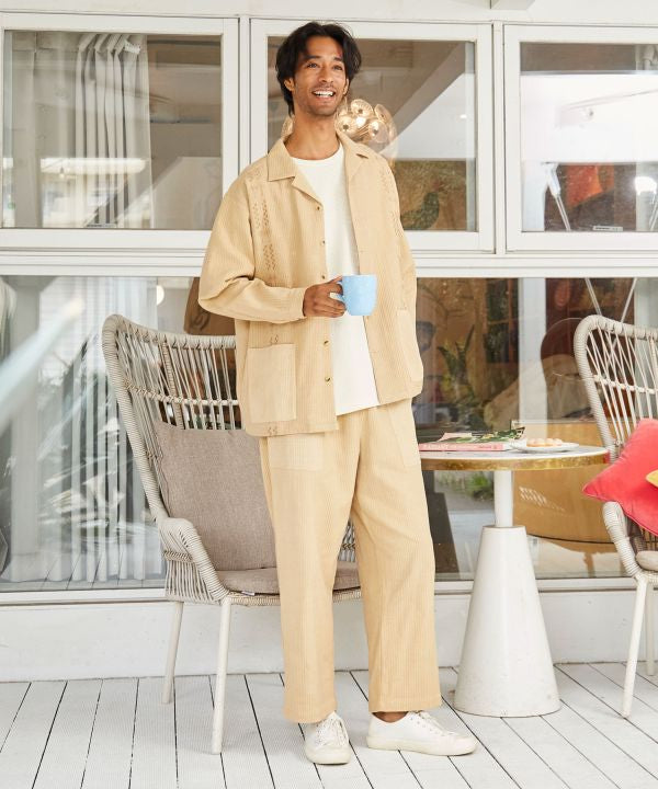 SURF＆Palms Cotton Open Collar Shirt