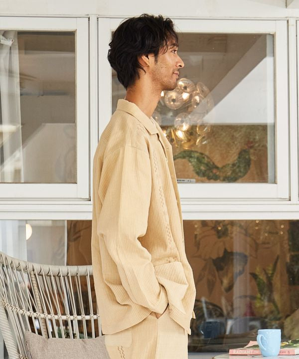 SURF＆Palms Cotton Open Collar Shirt