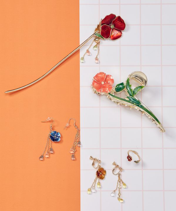 Poppy Blooming Clip Earrings