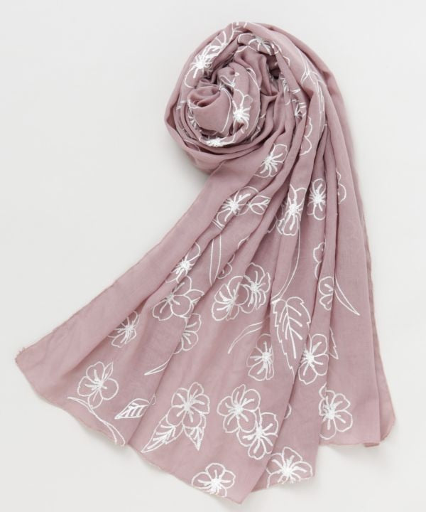 YAMABUKI Floral Embroidery Scarf
