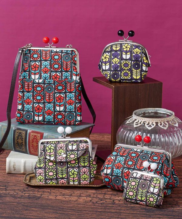 Retro Stained Glass Pattern Double GAMAGUCHI Purse