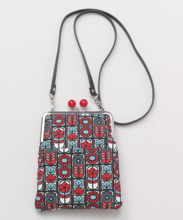 Retro Stained Glass Pattern GAMAGUCHI Clasp Shoulder Bag