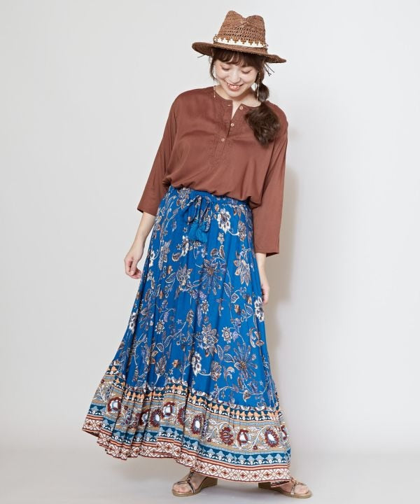 Vintage Like Floral Long Skirt