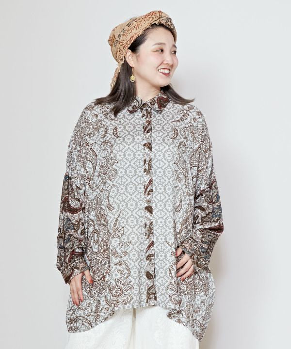Paisly Printed Shirt Tops by AMINA - Ametsuchi
