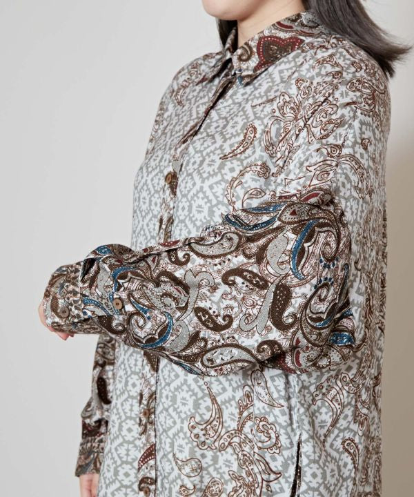 Paisly Printed Shirt Tops by AMINA - Ametsuchi