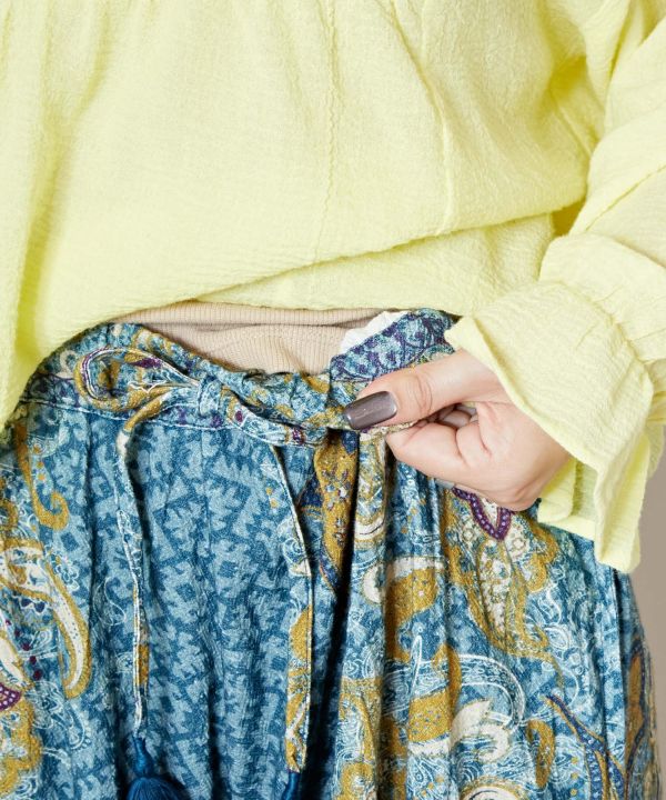 Paisly Printed Wide Leg Pants Pants & Shorts by AMINA - Ametsuchi