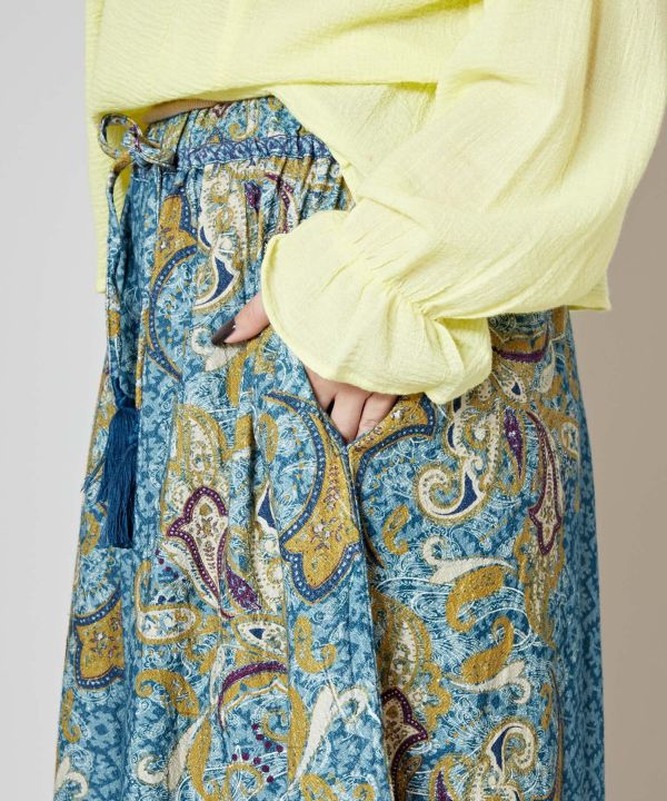 Paisly Printed Wide Leg Pants Pants & Shorts by AMINA - Ametsuchi