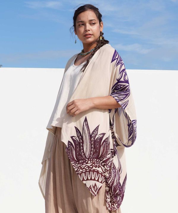 UV Protection Tribal Feather Print Scarf with Pouch Scarves by AMINA - Ametsuchi