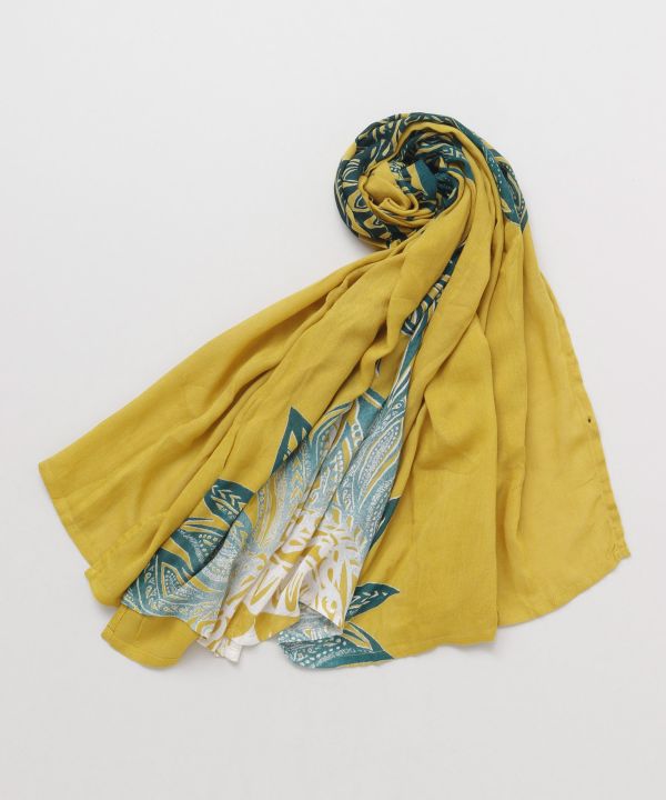 UV Protection Tribal Feather Print Scarf with Pouch Scarves by AMINA - Ametsuchi