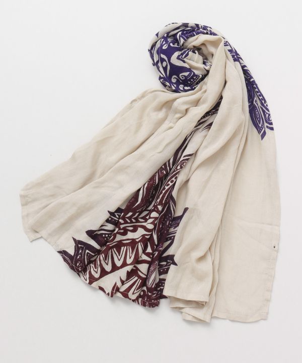 UV Protection Tribal Feather Print Scarf with Pouch Scarves by AMINA - Ametsuchi