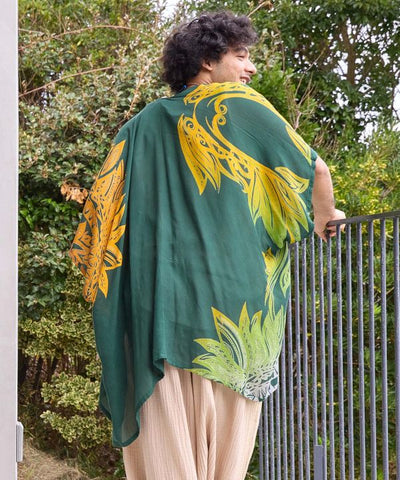 UV Protection Tribal Feather Print Scarf with Pouch Scarves by AMINA - Ametsuchi