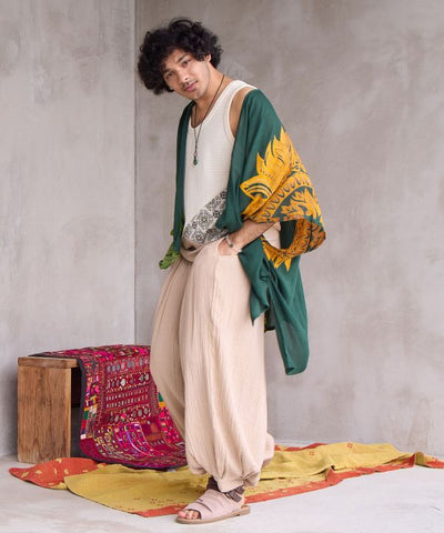 UV Protection Tribal Feather Print Scarf with Pouch Scarves by AMINA - Ametsuchi