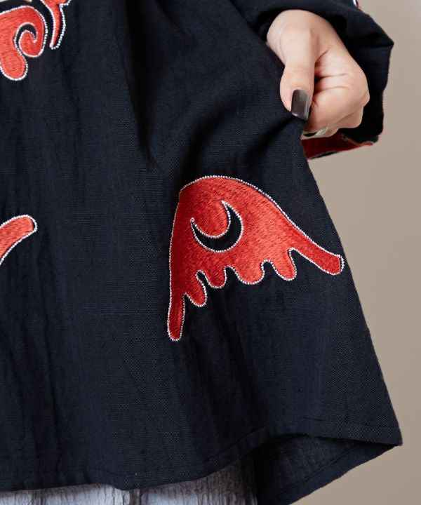 Embroidery Volume Sleeve Cotton Top