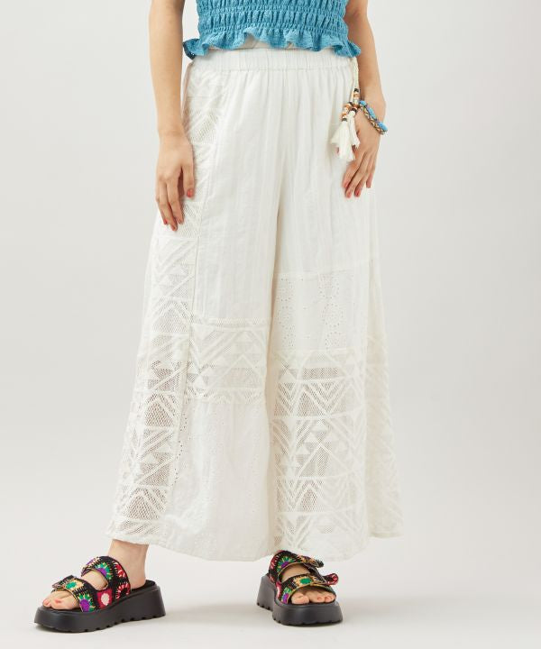 Lace Patchwork Wide Leg Pants