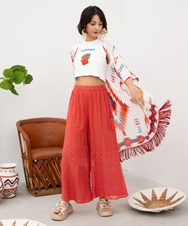 Lace Patchwork Wide Leg Pants