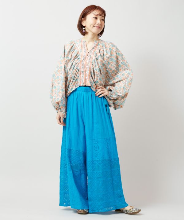 Lace Patchwork Wide Leg Pants