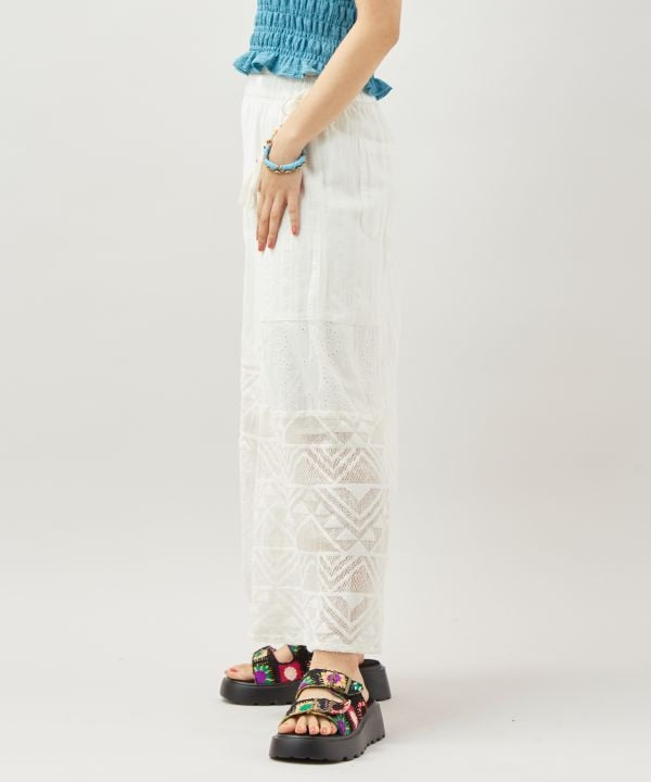 Lace Patchwork Wide Leg Pants