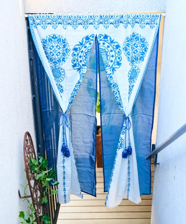 Layered Cotton Mandala Noren Curtain - 150 x 86cm