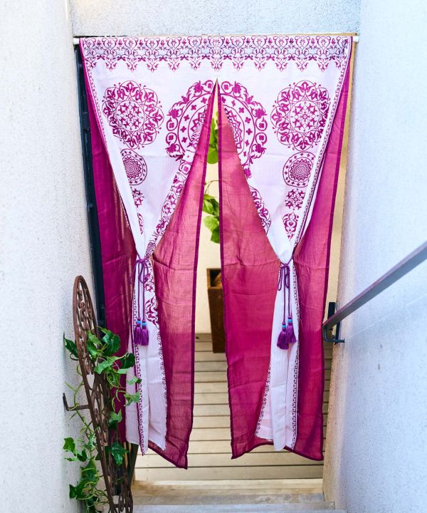 Layered Cotton Mandala Noren Curtain - 150 x 86cm
