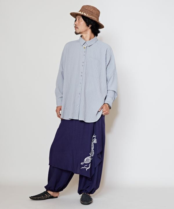 Bubble Crepe Effortless Shirt Tops by AMINA - Ametsuchi