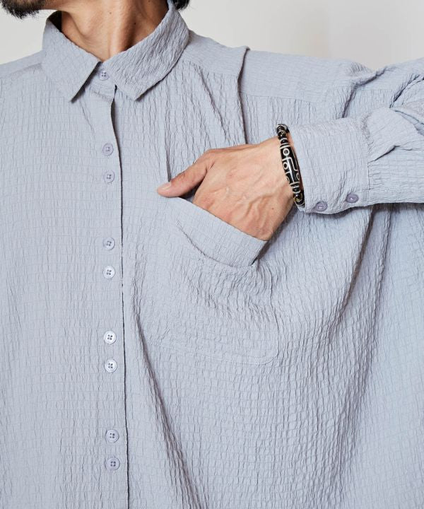 Bubble Crepe Effortless Shirt Tops by AMINA - Ametsuchi