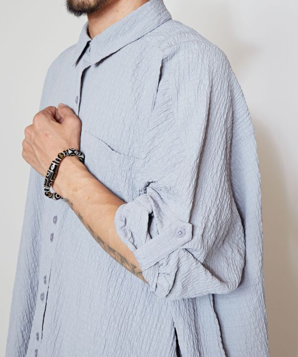 Bubble Crepe Effortless Shirt Tops by AMINA - Ametsuchi