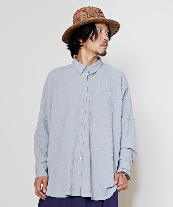 Bubble Crepe Effortless Shirt Tops by AMINA - Ametsuchi