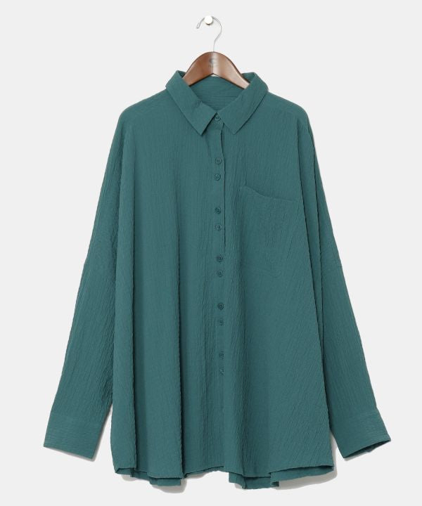 Bubble Crepe Effortless Shirt Tops by AMINA - Ametsuchi