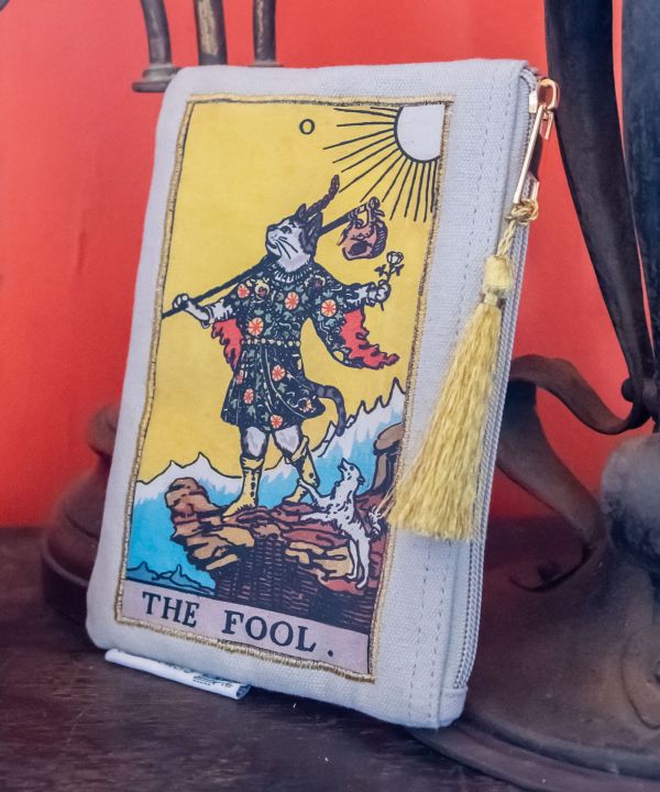 Tarotbeutel mit Katzenmotiv aus Bio-Baumwolle