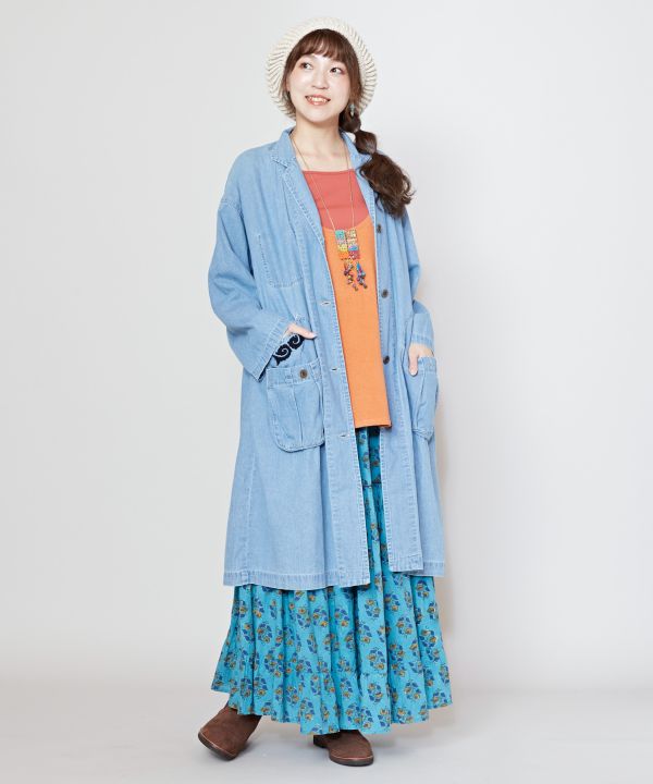 Skull Embroidery Denim Cardigan Cardigans & Outerwear by AMINA - Ametsuchi