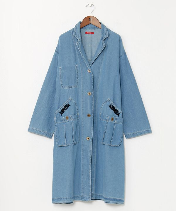 Skull Embroidery Denim Cardigan Cardigans & Outerwear by AMINA - Ametsuchi